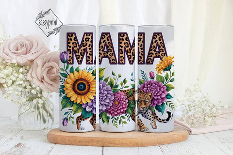 MAMA Leopard Sunflower 20oz Tumbler Wrap Sublimation sassyprint 