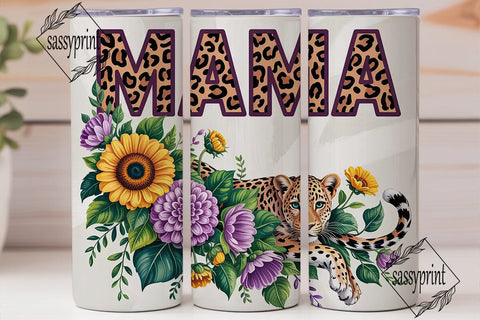 MAMA Leopard Sunflower 20oz Tumbler Wrap Sublimation sassyprint 