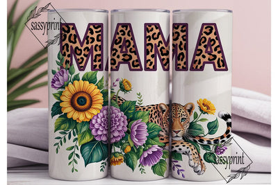 MAMA Leopard Sunflower 20oz Tumbler Wrap Sublimation sassyprint 