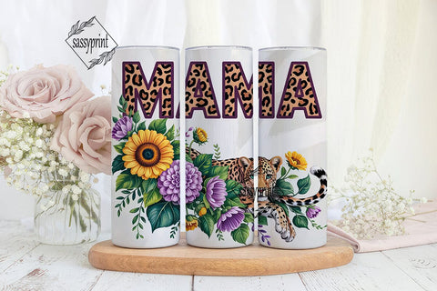 MAMA Leopard Sunflower 20oz Tumbler Wrap Sublimation sassyprint 