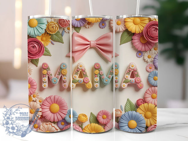 Mama Life Festive 20oz Tumbler, Mama Life, Inflated Design, Festive Print, 20oz Sublimation, PNG Design, Gift Idea Sublimation ToriDesigns 