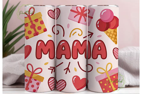 Mama Love Tumbler Wrap PNG Sublimation PixelChick 