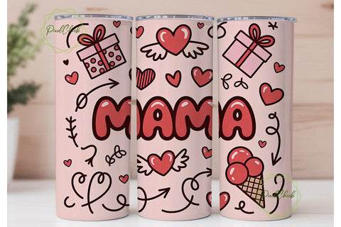 Mama Love Tumbler Wrap PNG Sublimation PixelChick 