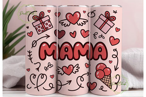 Mama Love Tumbler Wrap PNG Sublimation PixelChick 