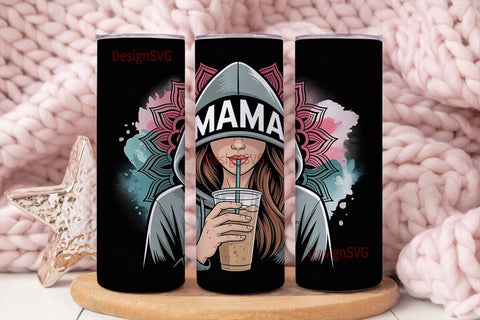 Mama Mandala Iced Coffee 20oz Tumbler Sublimation DesignSVG 