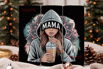 Mama Mandala Iced Coffee 20oz Tumbler Sublimation DesignSVG 