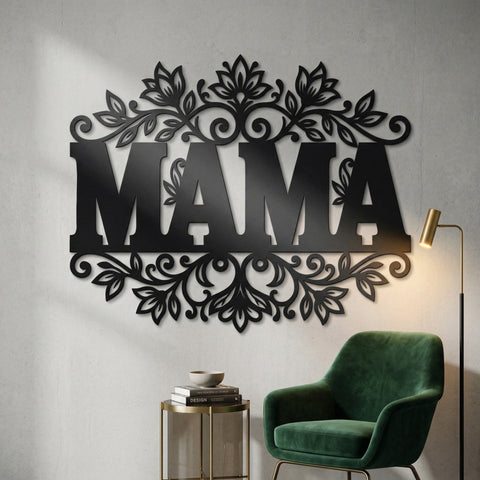 Mama Metal Wall Art SVG, Floral Mama Sign DXF, CNC Plasma Cut File, Rustic Home Decor, Laser Cut Mama Design, Mother's Day Laser Svg SVG HappyDesignStudio 