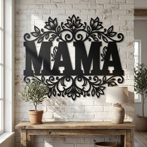 Mama Metal Wall Art SVG, Floral Mama Sign DXF, CNC Plasma Cut File, Rustic Home Decor, Laser Cut Mama Design, Mother's Day Laser Svg SVG HappyDesignStudio 