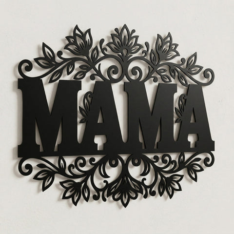Mama Metal Wall Art SVG, Floral Mama Sign DXF, CNC Plasma Cut File, Rustic Home Decor, Laser Cut Mama Design, Mother's Day Laser Svg SVG HappyDesignStudio 