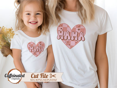 Mama Mini Checkered Heart svg SVG Caffeinated SVGs 