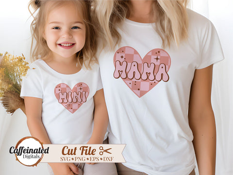 Mama Mini Checkered Heart svg SVG Caffeinated SVGs 