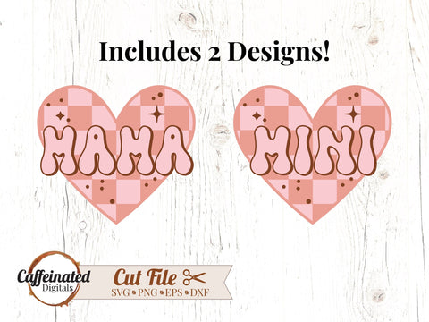 Mama Mini Checkered Heart svg SVG Caffeinated SVGs 