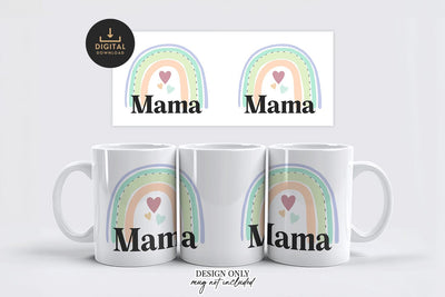 Mama Mug Wrap PNG, Pastel Rainbow Sublimation Design Sublimation BijouBay 