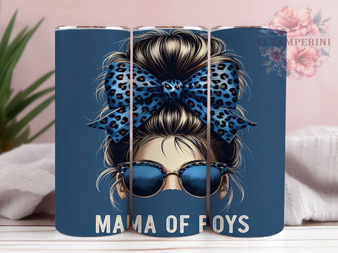 Mama of Boys 20 oz Skinny Tumbler Sublimation Design, Straight & Tapered Tumbler Png, Messy Bun Tumbler Png, Digital Download PNG Sublimation Li Zamperini 