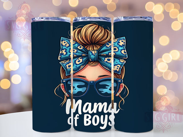 Mama of Boys 20oz Tumbler Wrap Sublimation Design, Straight Tapered Tumbler Wrap, Messy Bun Tumbler Png, Instant Digital Download Sublimation SvggirlplusArt 
