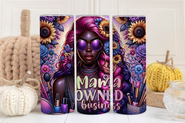 Mama owned Business 20oz Skinny Tumbler Wrap, Pastel Sunflowers Digital Download, Sunflowers Girl Wrap Sublimation Design Png Sublimation BouDesign 