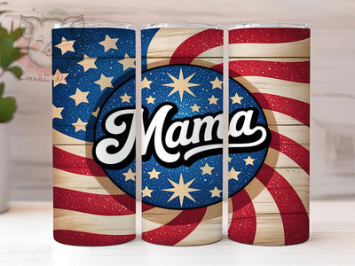 Mama Patriotic Art 20oz Tumbler, Mama Design, Cursive Font, Glitter Blue, White Stars, Patriotic Theme, Skinny Tumbler, Sublimation PNG Sublimation Lara' s Designs 