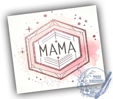 Mama Pink Glitter 20oz Skinny Tumbler, Mama Tumbler Png, Straight & Tapered Tumbler Wrap, Instant Digital Download Sublimation ToriDesigns 