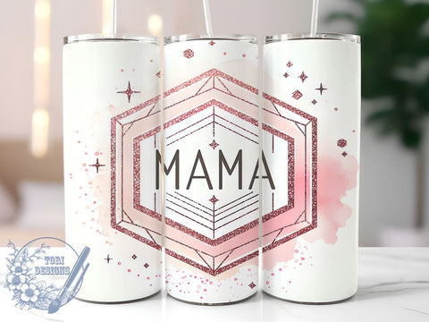 Mama Pink Glitter 20oz Skinny Tumbler, Mama Tumbler Png, Straight & Tapered Tumbler Wrap, Instant Digital Download Sublimation ToriDesigns 