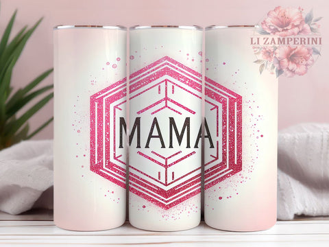Mama Pink Glitter 20oz Tumbler Wrap PNG, Mama Tumbler Png, Straight & Tapered Tumbler Wrap, Instant Digital Download Sublimation Li Zamperini 