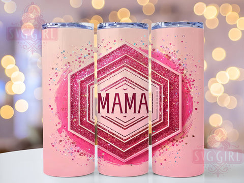 Mama Pink Glitter 20oz Tumbler Wrap Sublimation Design, Straight Tapered Tumbler Wrap, Mama Tumbler Png, Instant Digital Download Sublimation SvggirlplusArt 