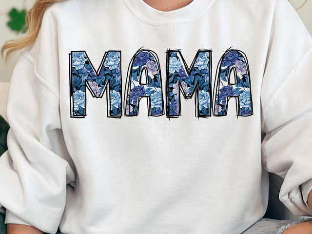 Mama png, Blue Floral, Stripes, Hand Lettered, Mothers Day, Digital File, Sublimation SVG artprintfile 