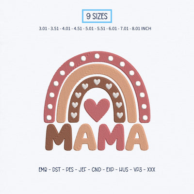 Mama Rainbow Embroidery Design – Boho Rainbow Heart Mom Life Machine Embroidery File Embroidery/Applique DESIGNS PatternFeed8 