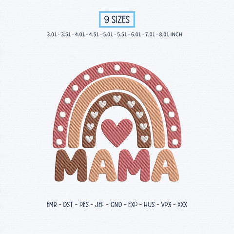 Mama Rainbow Embroidery Design – Boho Rainbow Heart Mom Life Machine Embroidery File Embroidery/Applique DESIGNS PatternFeed8 