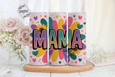 MAMA Rainbow Glitter Sunflower Tumbler Sublimation sassyprint 