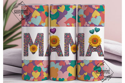 MAMA Rainbow Glitter Sunflower Tumbler Sublimation sassyprint 