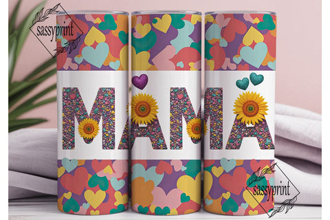 MAMA Rainbow Glitter Sunflower Tumbler Sublimation sassyprint 