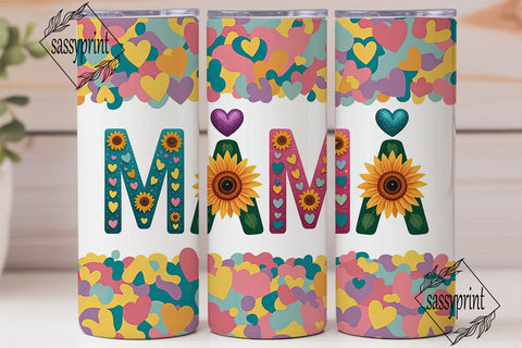 MAMA Rainbow Glitter Sunflower Tumbler Sublimation sassyprint 