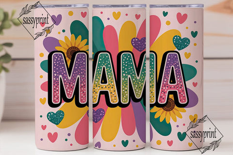 MAMA Rainbow Glitter Sunflower Tumbler Sublimation sassyprint 