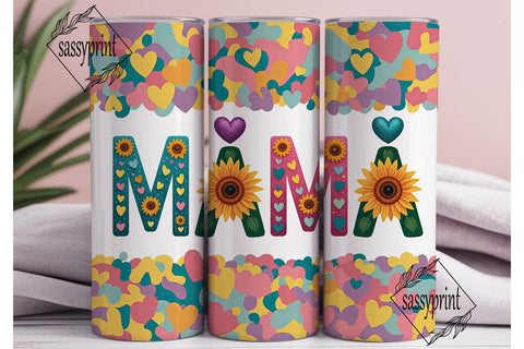MAMA Rainbow Glitter Sunflower Tumbler Sublimation sassyprint 