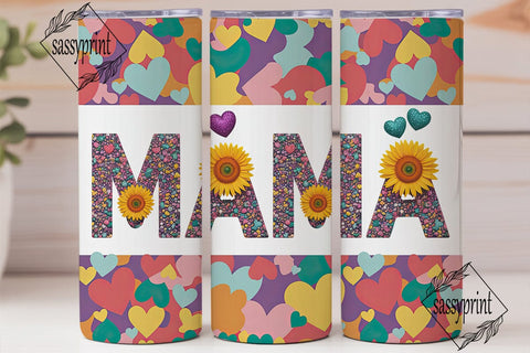 MAMA Rainbow Glitter Sunflower Tumbler Sublimation sassyprint 