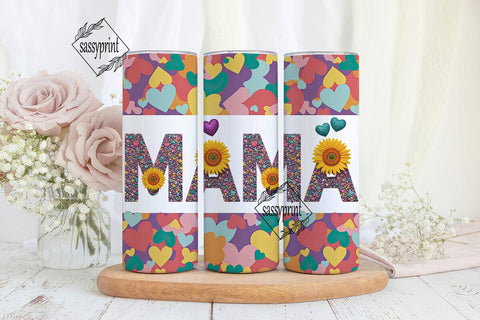 MAMA Rainbow Glitter Sunflower Tumbler Sublimation sassyprint 