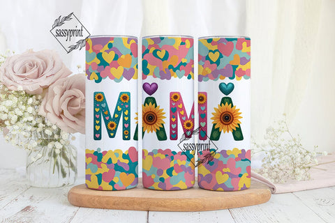 MAMA Rainbow Glitter Sunflower Tumbler Sublimation sassyprint 