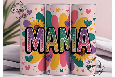MAMA Rainbow Glitter Sunflower Tumbler Sublimation sassyprint 