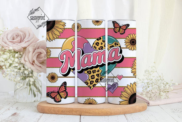 Mama Sunflower Butterfly 20oz Tumbler Sublimation sassyprint 