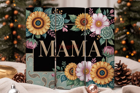 Mama Sunflower Floral 20oz Tumbler Wrap Sublimation DesignSVG 