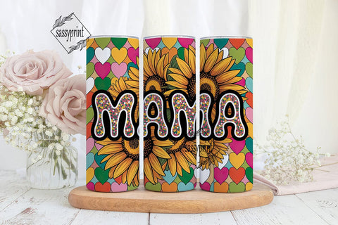 Mama Sunflower Hearts 20oz Tumbler Wrap Sublimation sassyprint 