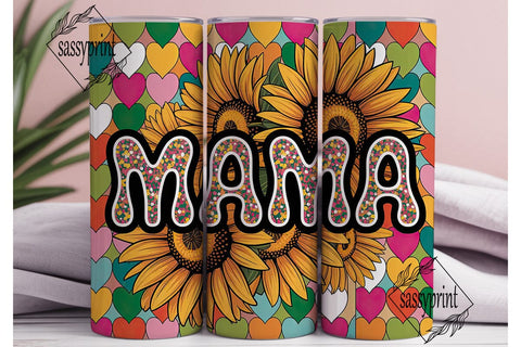 Mama Sunflower Hearts 20oz Tumbler Wrap Sublimation sassyprint 