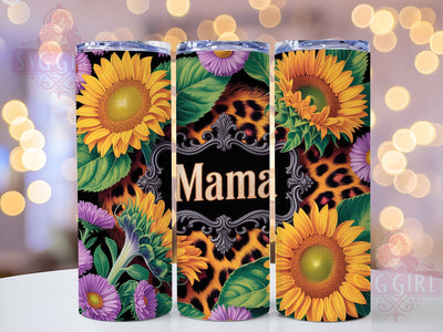 Mama Sunflower Leopard 20oz Tumbler, Leopard Print Design, Purple Flowers Wrap, Sublimation Wrap, 20oz Tumbler Design, PNG Tumbler Wrap, Mom Gift Sublimation SvggirlplusArt 