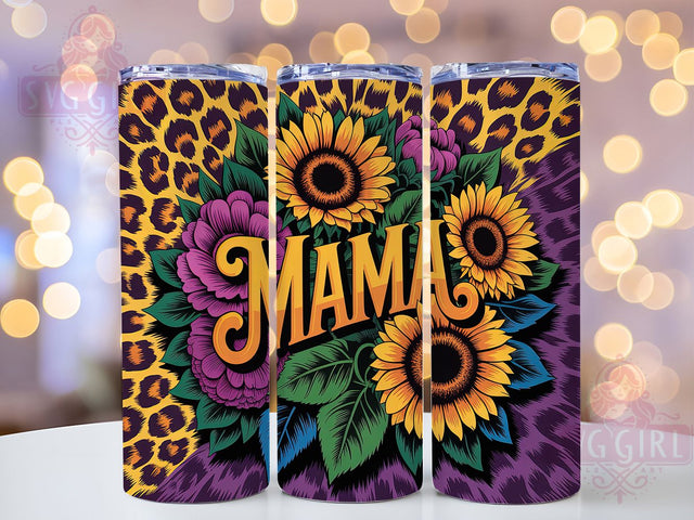 Mama Sunflower Leopard 20oz Tumbler, Leopard Print Design, Purple Flowers Wrap, Sublimation Wrap, 20oz Tumbler Design, PNG Tumbler Wrap, Mom Gift Sublimation SvggirlplusArt 