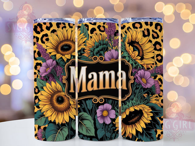 Mama Sunflower Leopard 20oz Tumbler, Leopard Print Design, Purple Flowers Wrap, Sublimation Wrap, 20oz Tumbler Design, PNG Tumbler Wrap, Mom Gift Sublimation SvggirlplusArt 