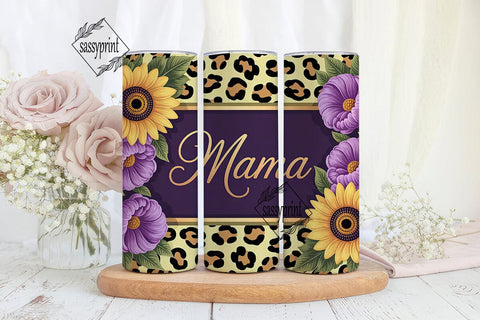 Mama Sunflower Leopard 20oz Tumbler Wrap Sublimation sassyprint 