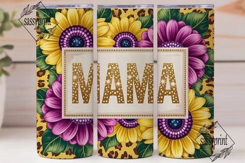 Mama Sunflower Leopard 20oz Tumbler Wrap Sublimation sassyprint 