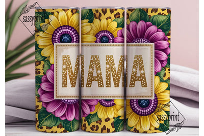 Mama Sunflower Leopard 20oz Tumbler Wrap Sublimation sassyprint 