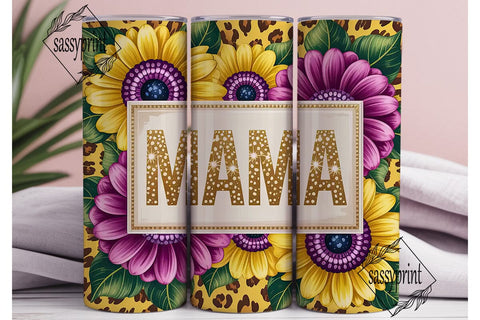 Mama Sunflower Leopard 20oz Tumbler Wrap Sublimation sassyprint 