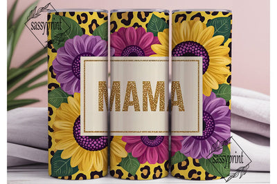 Mama Sunflower Leopard 20oz Tumbler Wrap Sublimation sassyprint 